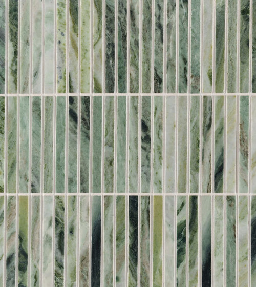 Seaspray Green Stacked Marble Mosaic Mosaic Bathroom Tiles