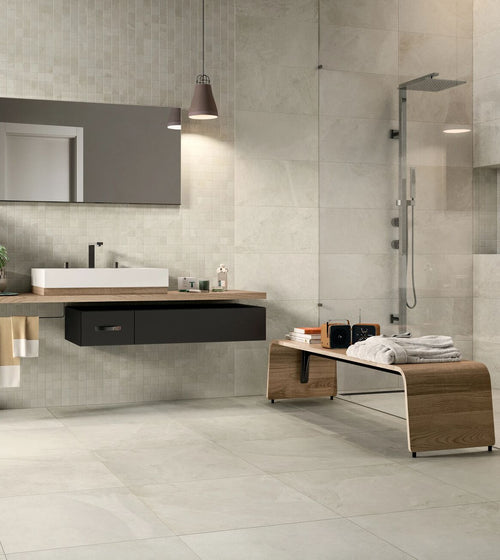 Shale Rectangular Slate Effect Tile White Kitchen Tiles