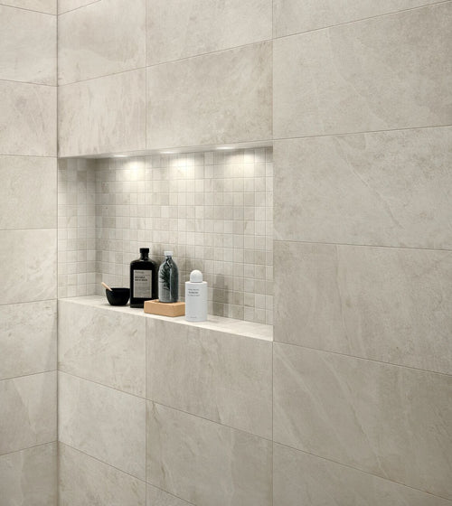 Shale Rectangular Slate Effect Tile White Kitchen Tiles