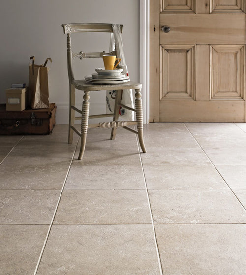 Temple Marsa Brushed Square Limestone Tile Bathroom Wall & Floor Tiles