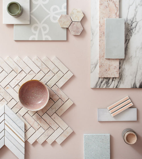 Aegean Pink Herringbone Mosaic