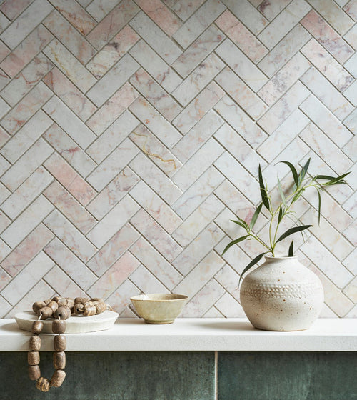Aegean Pink Herringbone Mosaic