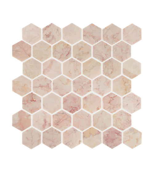 Aegean Pink Large Hexagon Mosaic