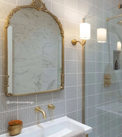 Alhambra Grey Decor 2 Glazed Tile Handpainted Bathroom Tiles