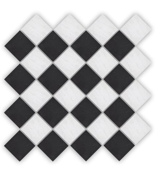 Chequers Court 4.8sq White & Black bevelled edge