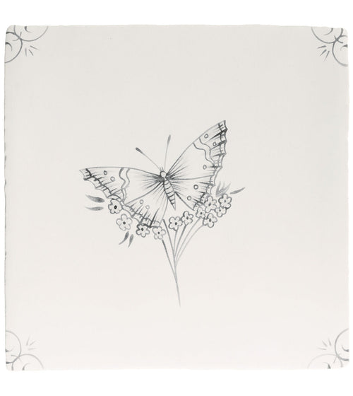 English Delft Charcoal Butterfly 1