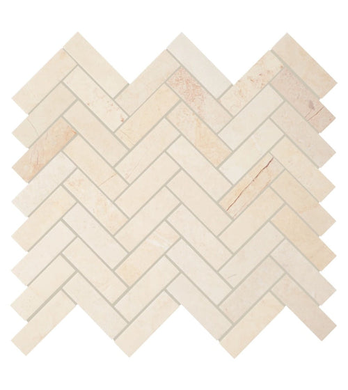 Louvre Brushed Herringbone Mosaic Marble Tile