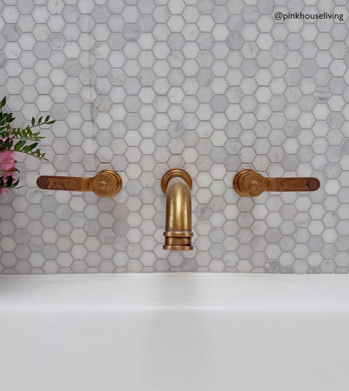 East Hampton Hexagon Marble Mosaic White Kitchen Tiles East Hampton Hexagon Marble Mosaic White Kitchen Tiles